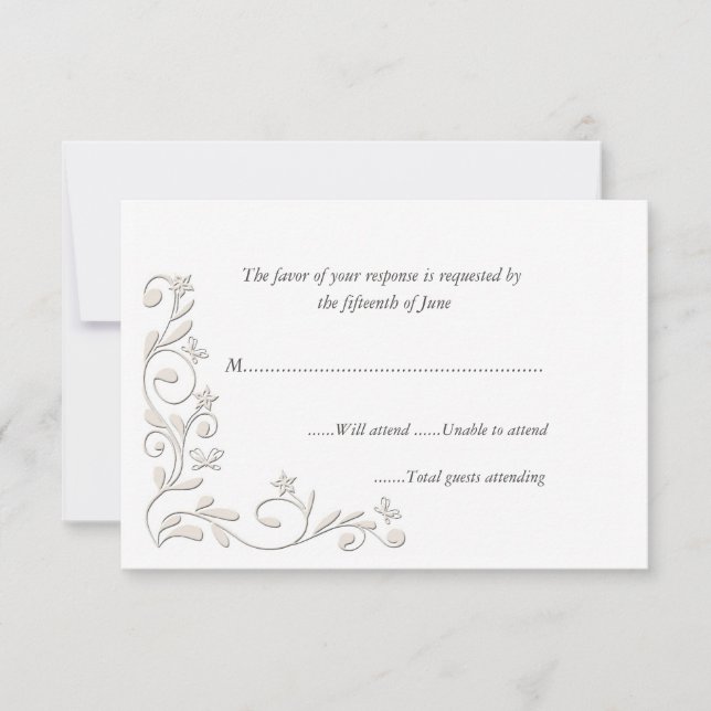 Elegante tarjeta de respuesta Boda formal (Anverso)