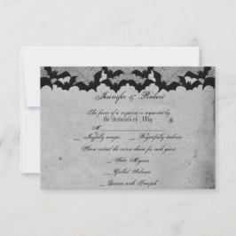 Elegante Tarjeta de Respuesta Boda Gótica Bat Lace