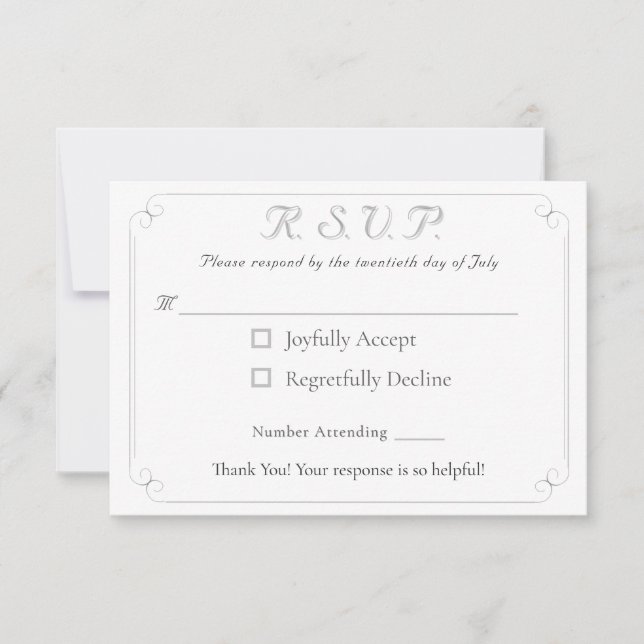 Elegante Tarjeta de Respuesta Boda Monogramada Cat (Anverso)