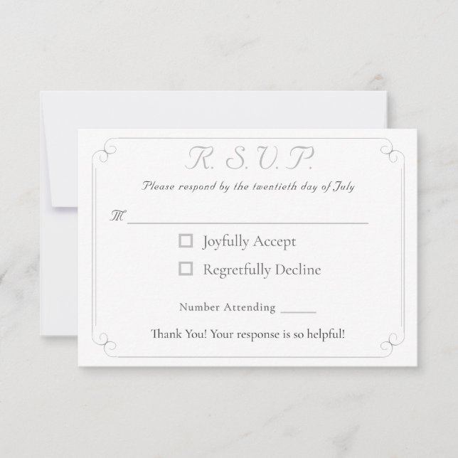 Elegante Tarjeta de Respuesta Boda Monogramada Cat (Anverso)