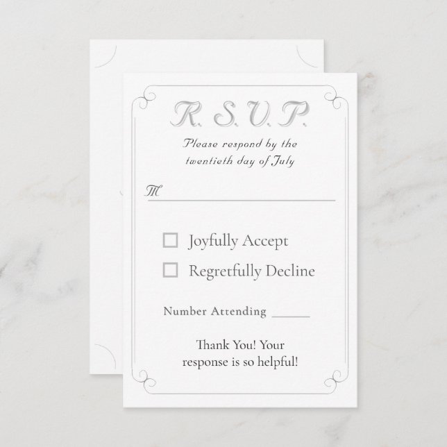 Elegante Tarjeta de Respuesta Boda Monogramada Cat (Anverso / Reverso)