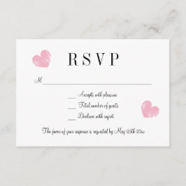 Elegante tarjeta de respuesta boda RSVP de corazón