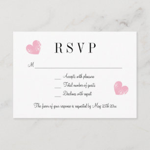 Elegante tarjeta de respuesta boda RSVP de corazón