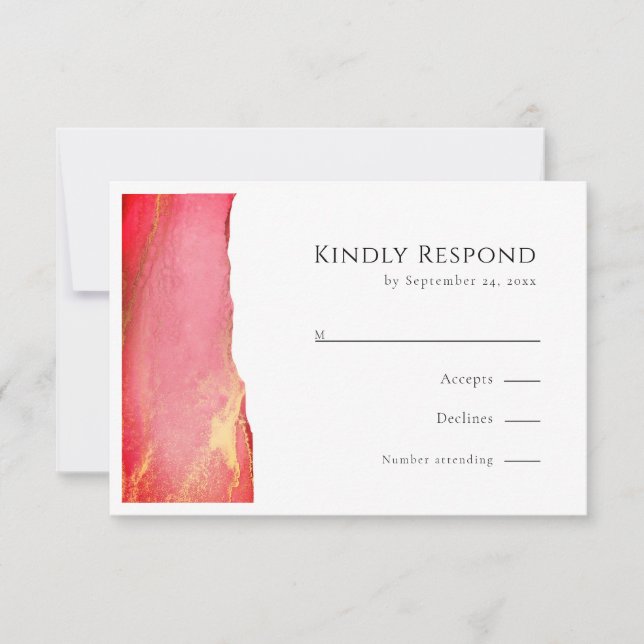 Elegante tarjeta de respuesta Boda RSVP rosa (Anverso)