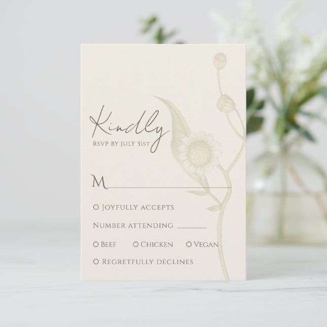 Elegante tarjeta de respuesta Daisy Wildflower RSV (Anverso de pie)