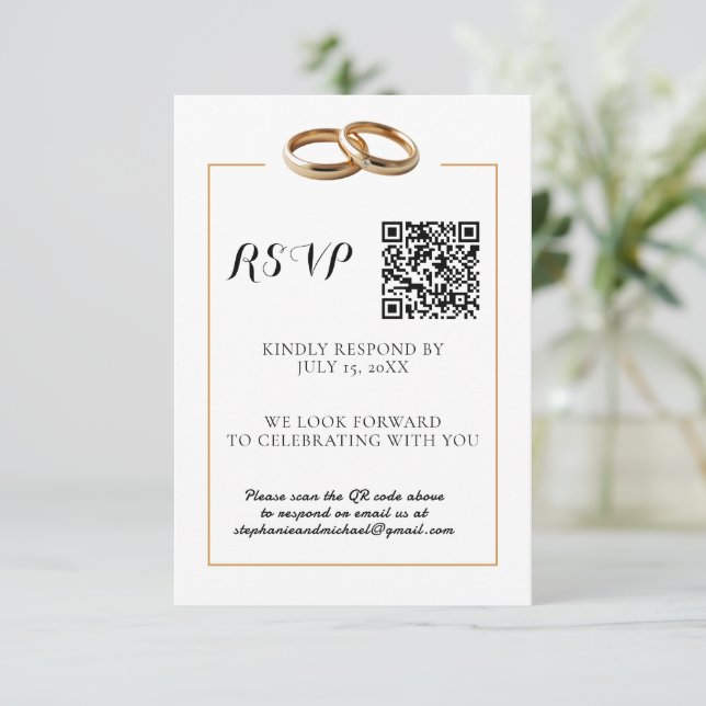 Elegante tarjeta de respuesta de bandas de Wwdding (Anverso de pie)