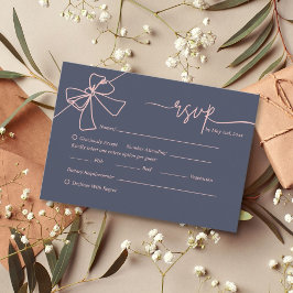 Elegante tarjeta de respuesta de Boda azul de piza