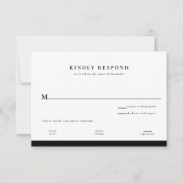 Elegante tarjeta de respuesta de Boda blanco y neg