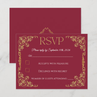 Elegante tarjeta de respuesta de boda botánica con