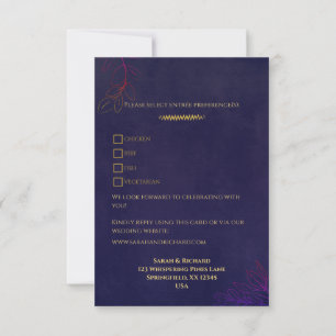 Elegante tarjeta de respuesta de boda con acentos 