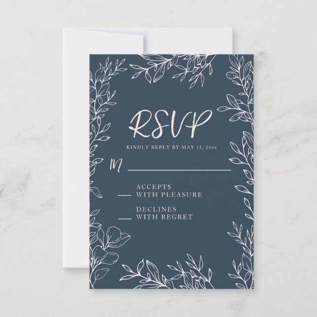 Elegante tarjeta de respuesta de boda con arte bot (Anverso)