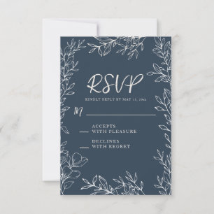 Elegante tarjeta de respuesta de boda con arte bot
