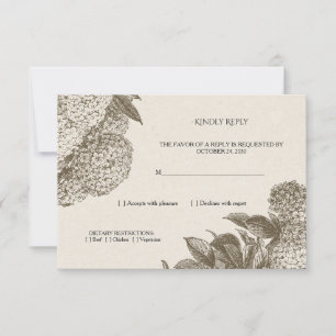 Elegante tarjeta de respuesta de boda con boceto f