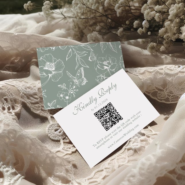 Elegante tarjeta de respuesta de boda con código Q (Subido por el creador)