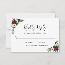 Elegante tarjeta de respuesta de boda con flores r