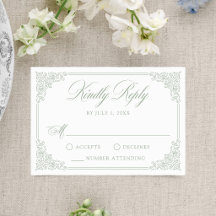Elegante Tarjeta de Respuesta de Boda con Marco An