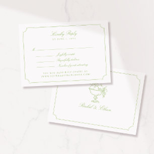 Elegante tarjeta de respuesta de boda con marco do