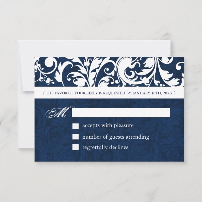 Elegante tarjeta de respuesta de Boda de Invierno  (Anverso)