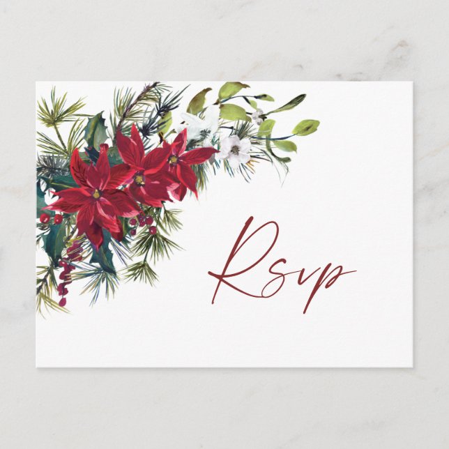Elegante Tarjeta de Respuesta de Boda de Navidad c (Anverso)