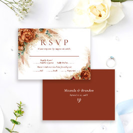 Elegante tarjeta de respuesta de boda de terracota