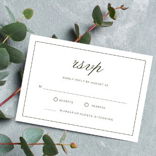 Elegante Tarjeta de Respuesta de Boda en Verde Pol