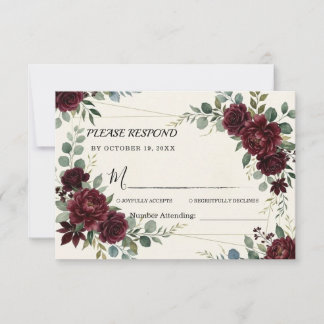 Elegante Tarjeta de Respuesta de Boda Floral Borgo