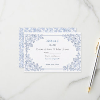 Elegante tarjeta de respuesta de boda floral chino