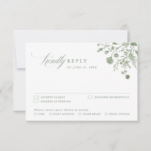 Elegante Tarjeta de Respuesta de Boda Floral Clási