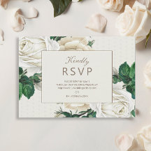 Elegante tarjeta de respuesta de boda floral de cr