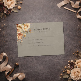 Elegante tarjeta de respuesta de boda floral taupe