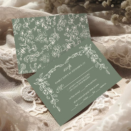 Elegante Tarjeta de Respuesta de Boda Floral Vinta