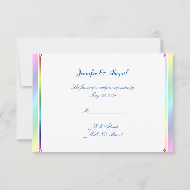 Elegante tarjeta de respuesta de Boda gay floral a (Anverso)