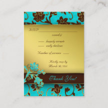 Elegante tarjeta de respuesta de boda Gold Floral 