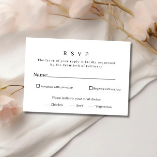 Elegante tarjeta de respuesta de boda minimalista 