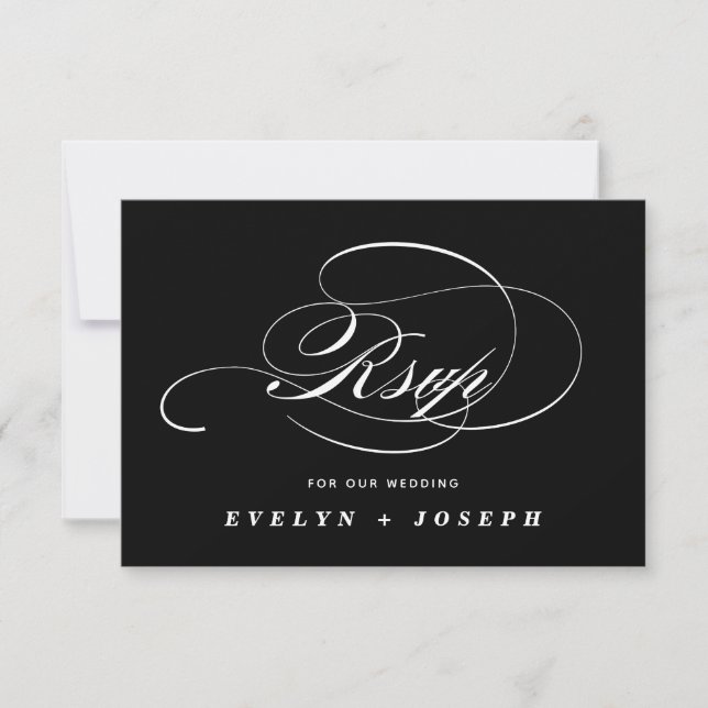 Elegante tarjeta de respuesta de boda RSVP (Anverso)