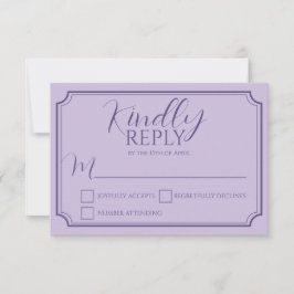 Elegante Tarjeta de respuesta de guiones Lilac