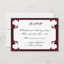 Elegante Tarjeta de respuesta de marco gótica roja