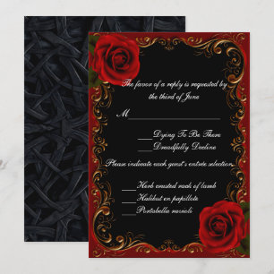 Elegante tarjeta de respuesta de rosas rojas Gótic