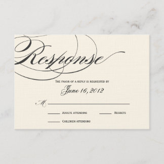 Elegante Tarjeta de respuesta de script - Blanco n