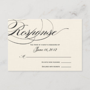 Elegante Tarjeta de respuesta de script - Blanco n