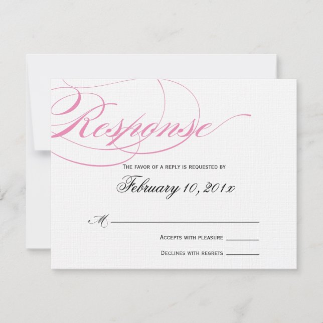 Elegante Tarjeta de Respuesta de Script - Rosa (Anverso)