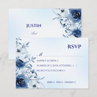 Elegante tarjeta de respuesta floral de acuarela e