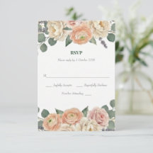 Elegante tarjeta de respuesta floral de melocotón 