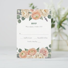 Elegante tarjeta de respuesta floral de melocotón 