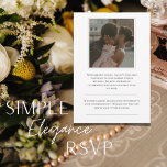 Elegante tarjeta de respuesta fotográfica moderna<br><div class="desc">RSVP de boda fotográfica de diseño bonito con tu foto de compromiso favorita. Cambie el "invierno" por cualquier temporada de boda. Una tarjeta de respuesta de boda muy personal y elegante para su evento especial.</div>