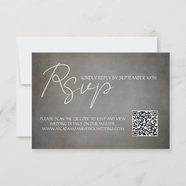 Elegante Tarjeta de respuesta Mínima QR Code Weddi (Anverso)