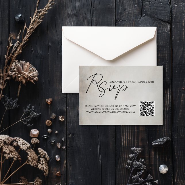 Elegante Tarjeta de respuesta Mínima QR Code Weddi (Subido por el creador)