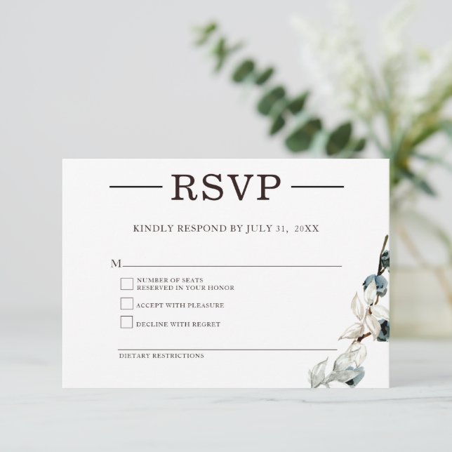 Elegante Tarjeta de Respuesta Mínima RSVP (Anverso de pie)