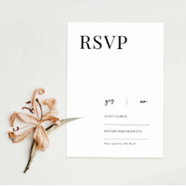 Elegante tarjeta de respuesta minimalista RSVP