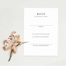 Elegante tarjeta de respuesta minimalista RSVP
